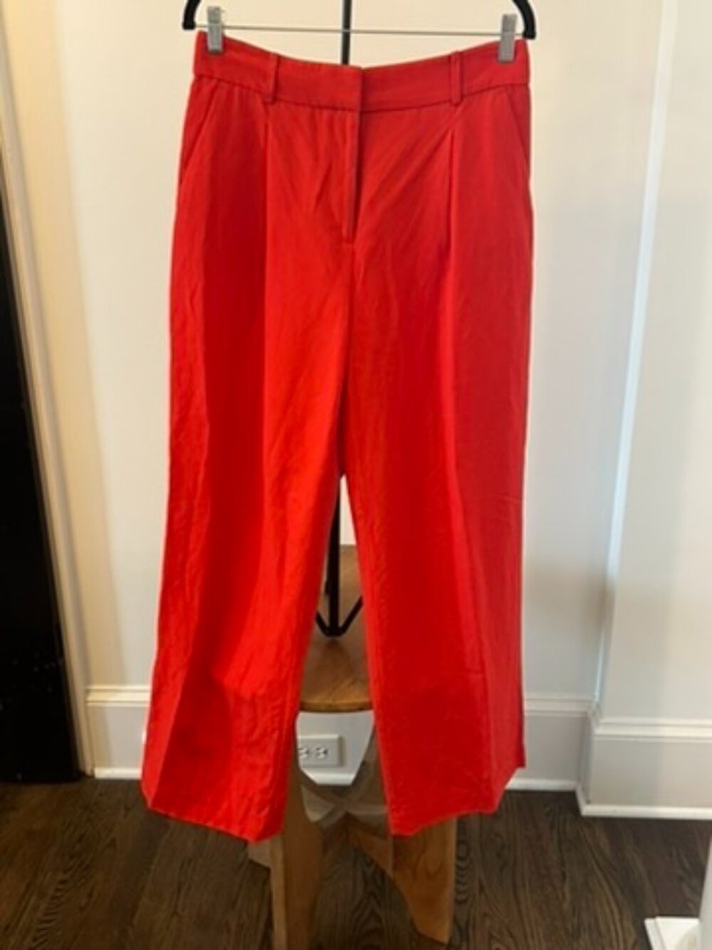 LOFT red linen pleated pants